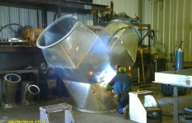 Y-branch of industrial, oversized ductwork