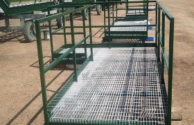 Overhead metal platform fabricated and powder coated by Lee Industries
